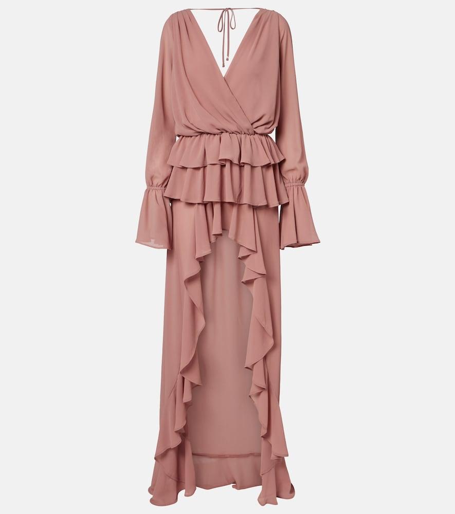 bananhot giselle asymmetric tiered maxi dress