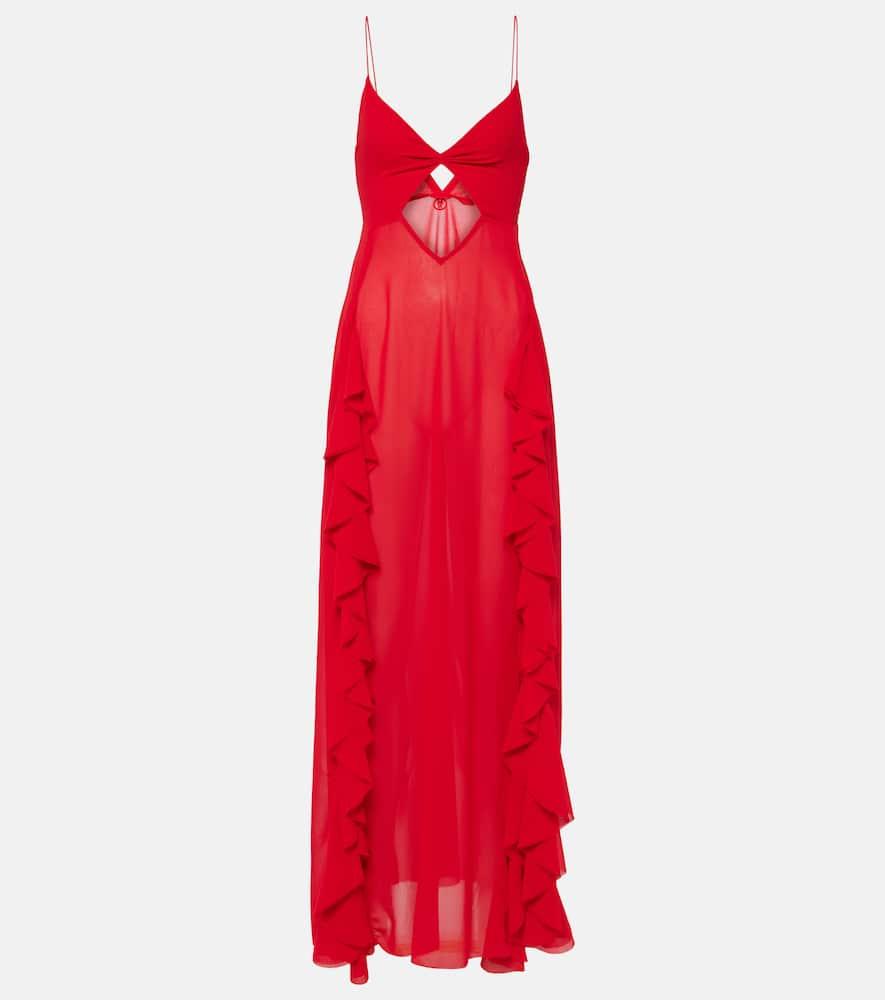 bananhot isabel ruffled cutout maxi dress