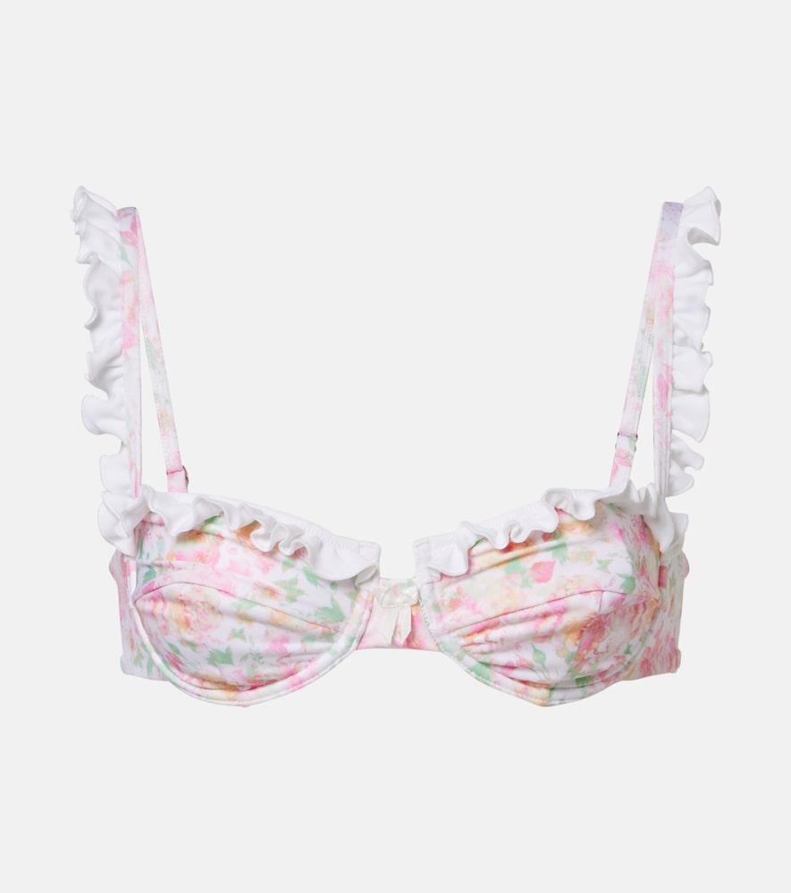 bananhot jena floral ruffled bikini top