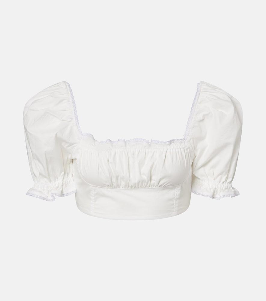 bananhot ligia ruffled cotton poplin crop top