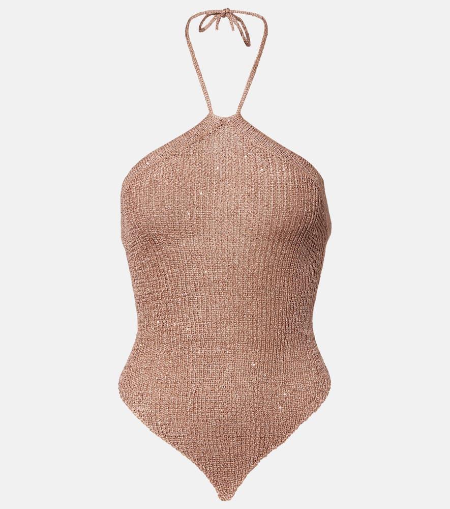 bananhot liz sequined halterneck top