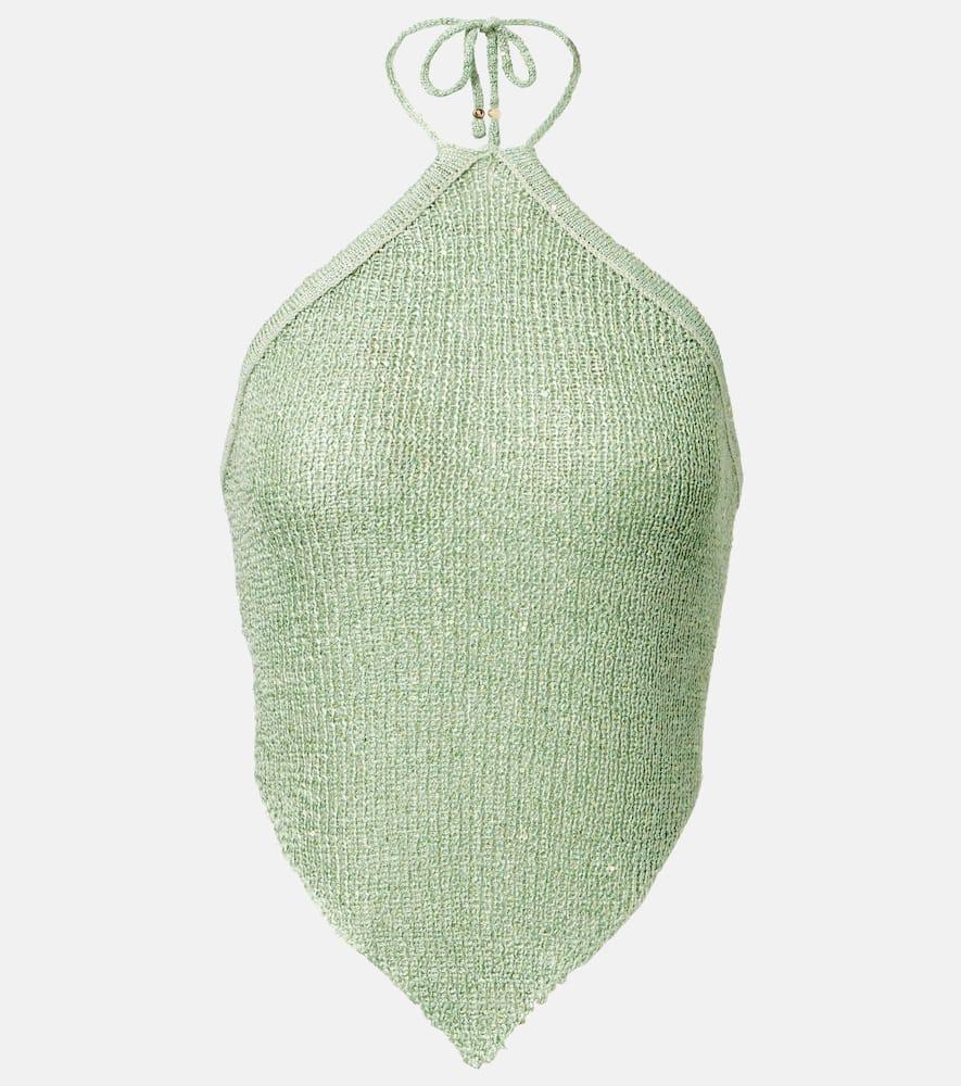 bananhot liz sequined knitted halterneck top