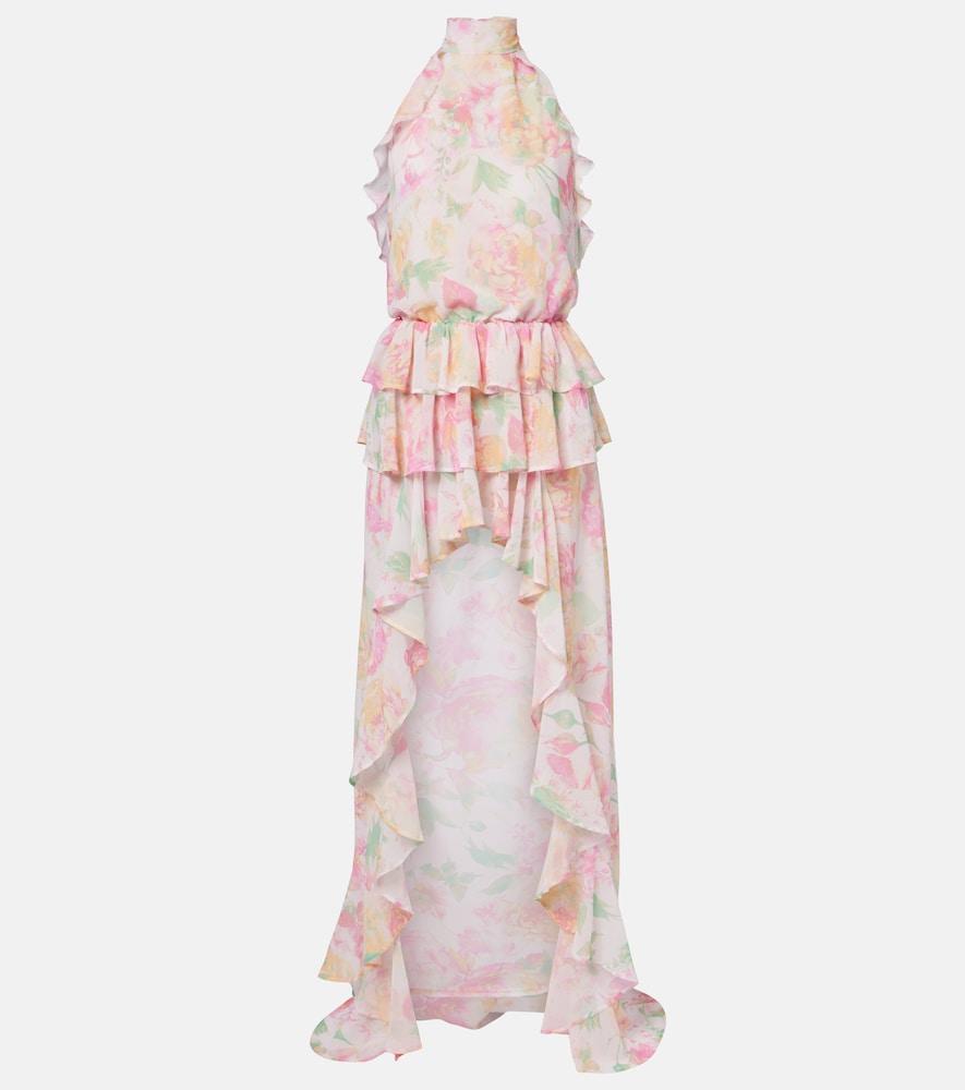 bananhot malena floral ruffled asymmetric maxi dress