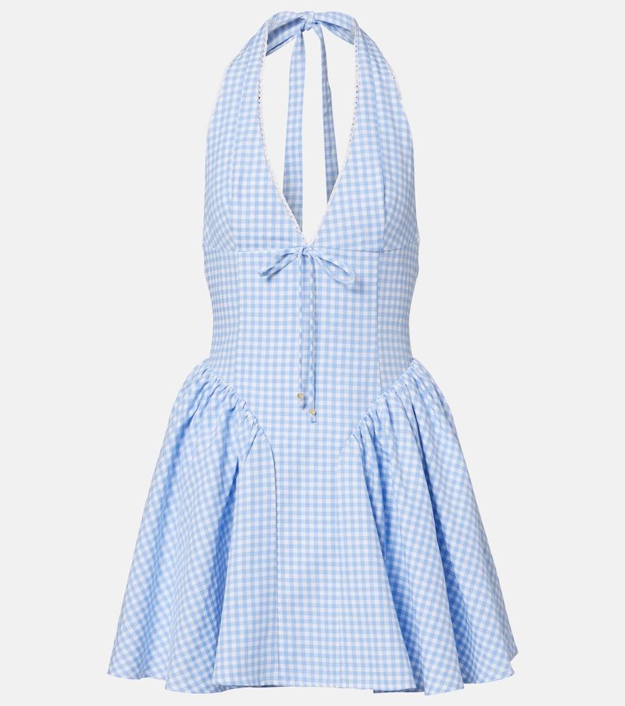 bananhot micaela gingham halterneck cotton minidress