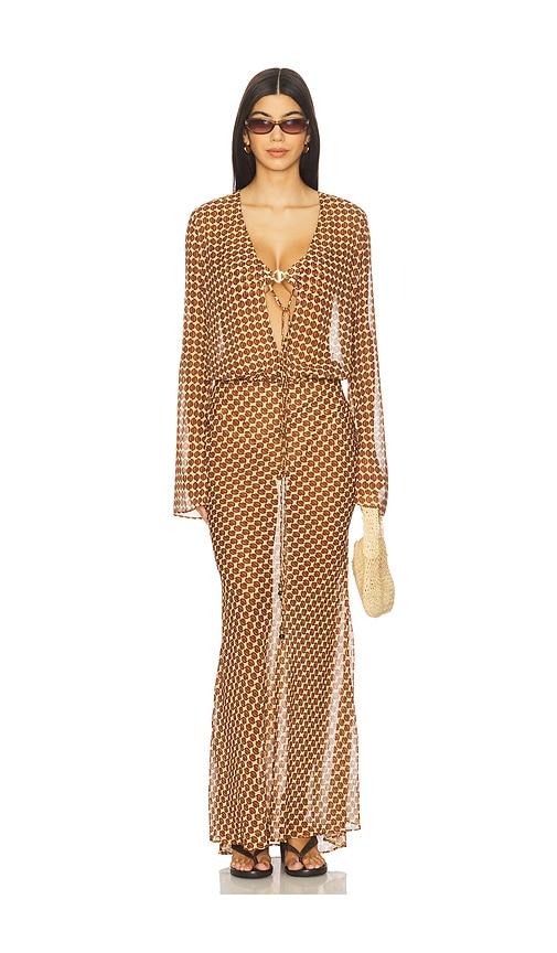 bananhot nema maxi dress in brown.
