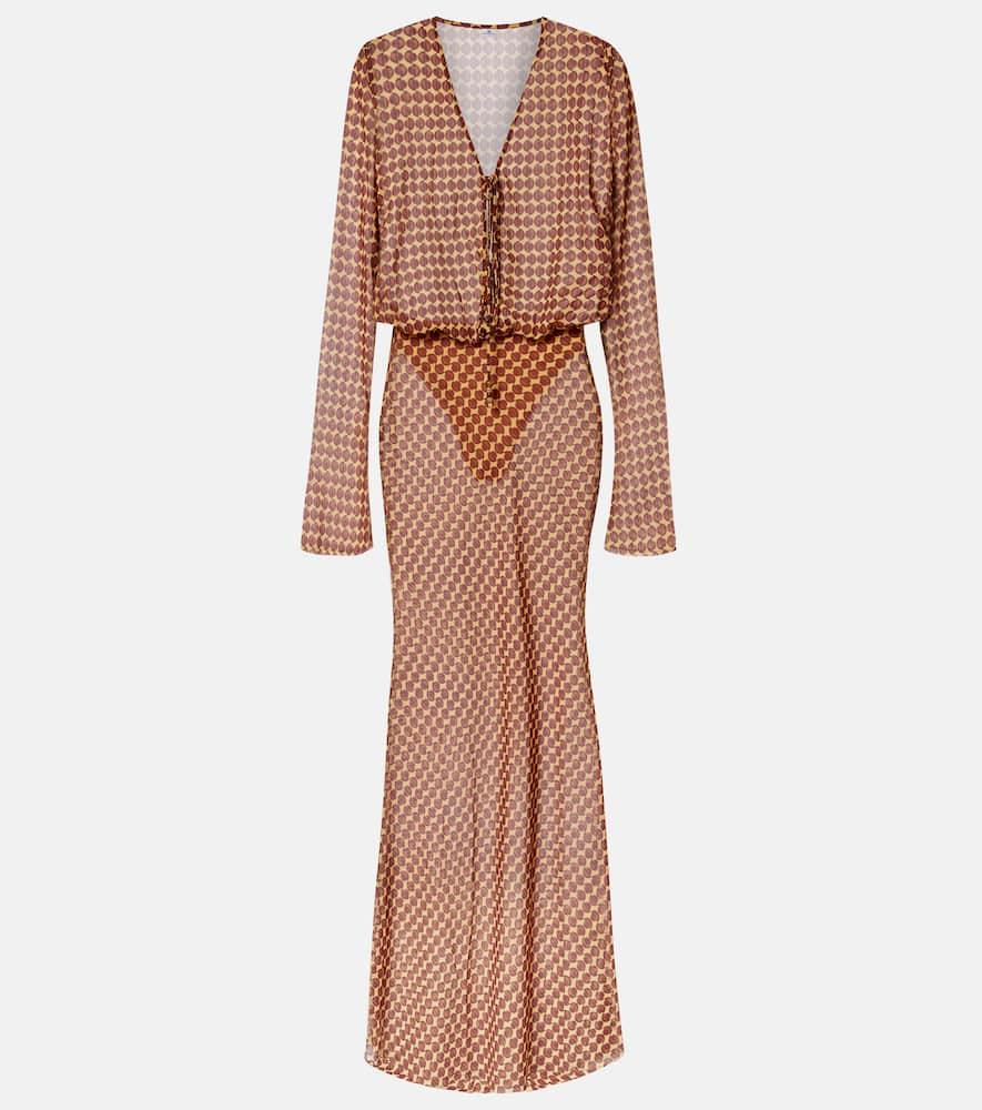 bananhot nema printed sheer maxi dress