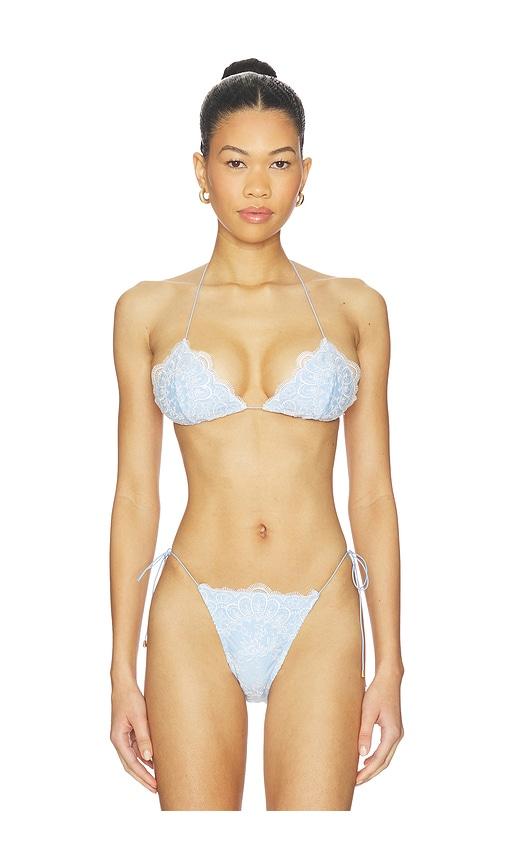 bananhot nina bikini top in blue.
