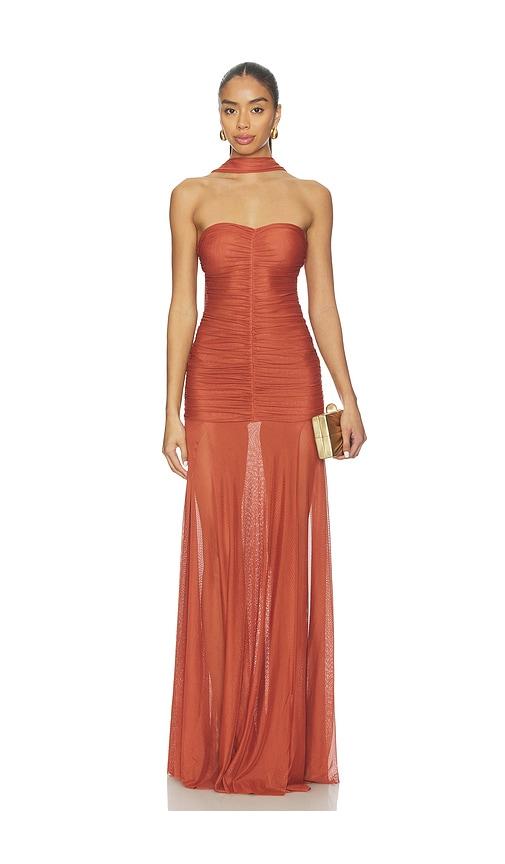 bananhot ross maxi dress in cognac.