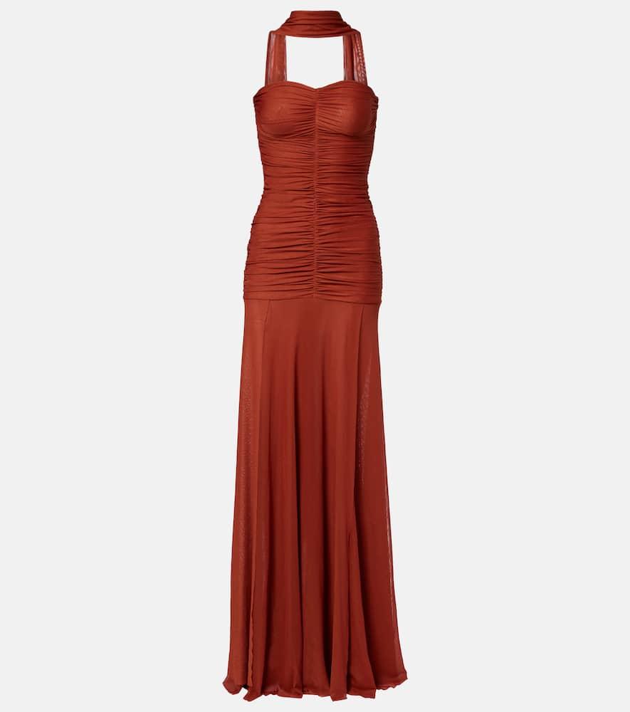 bananhot ross ruched jersey maxi dress