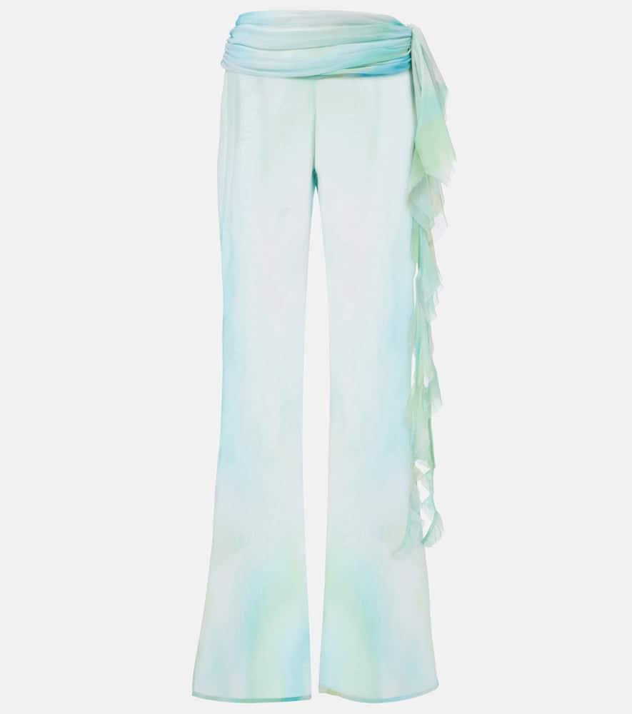 bananhot shawn ruffled sheer flared pants