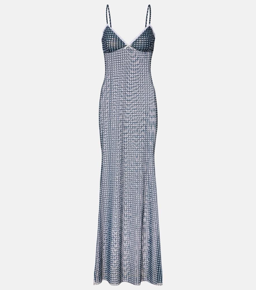 bananhot solay gingham mesh maxi dress
