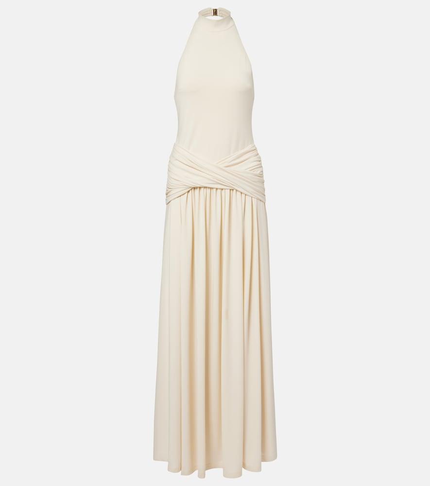 bananhot zoya draped halterneck maxi dress