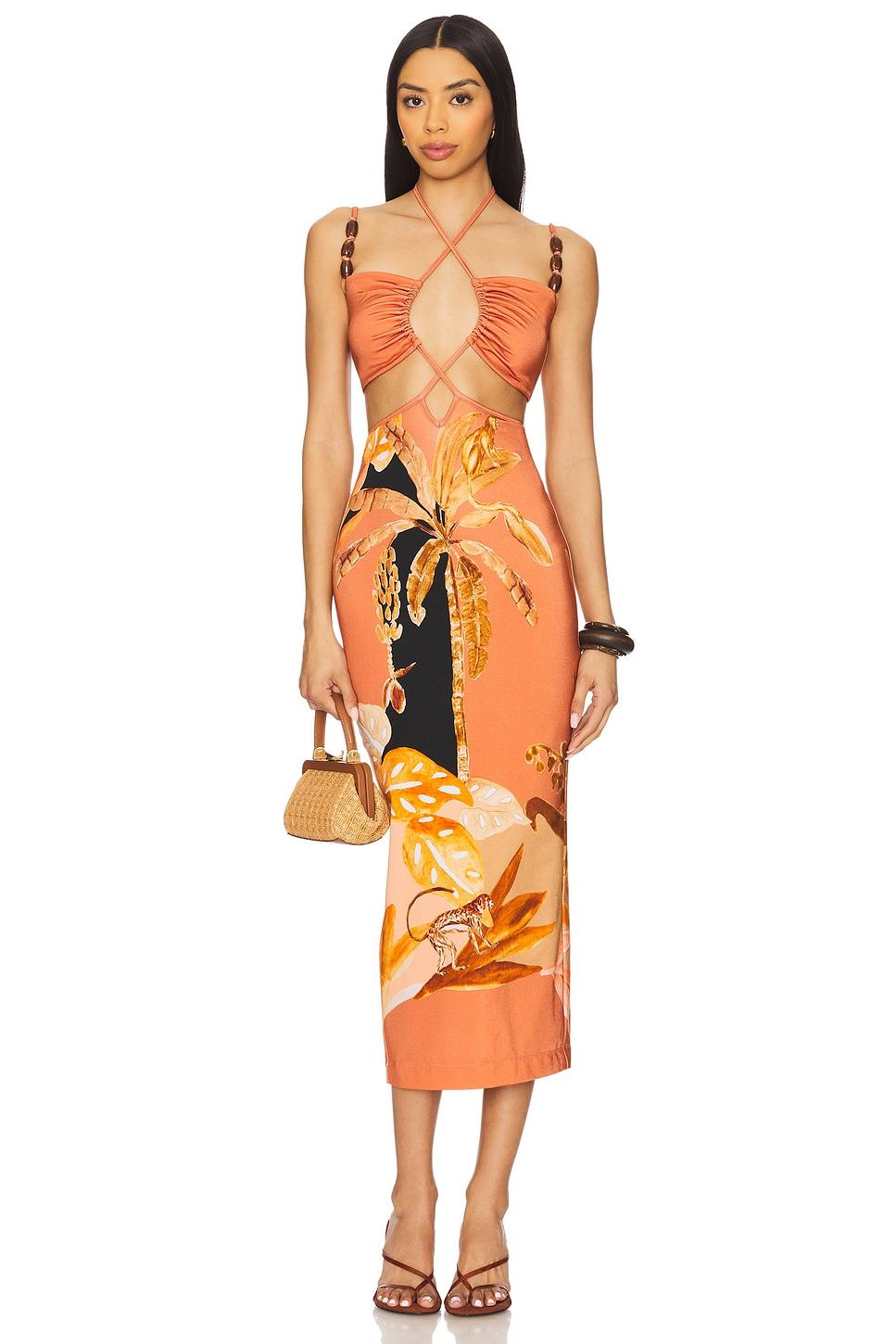 bananier midi dress in burnt orange