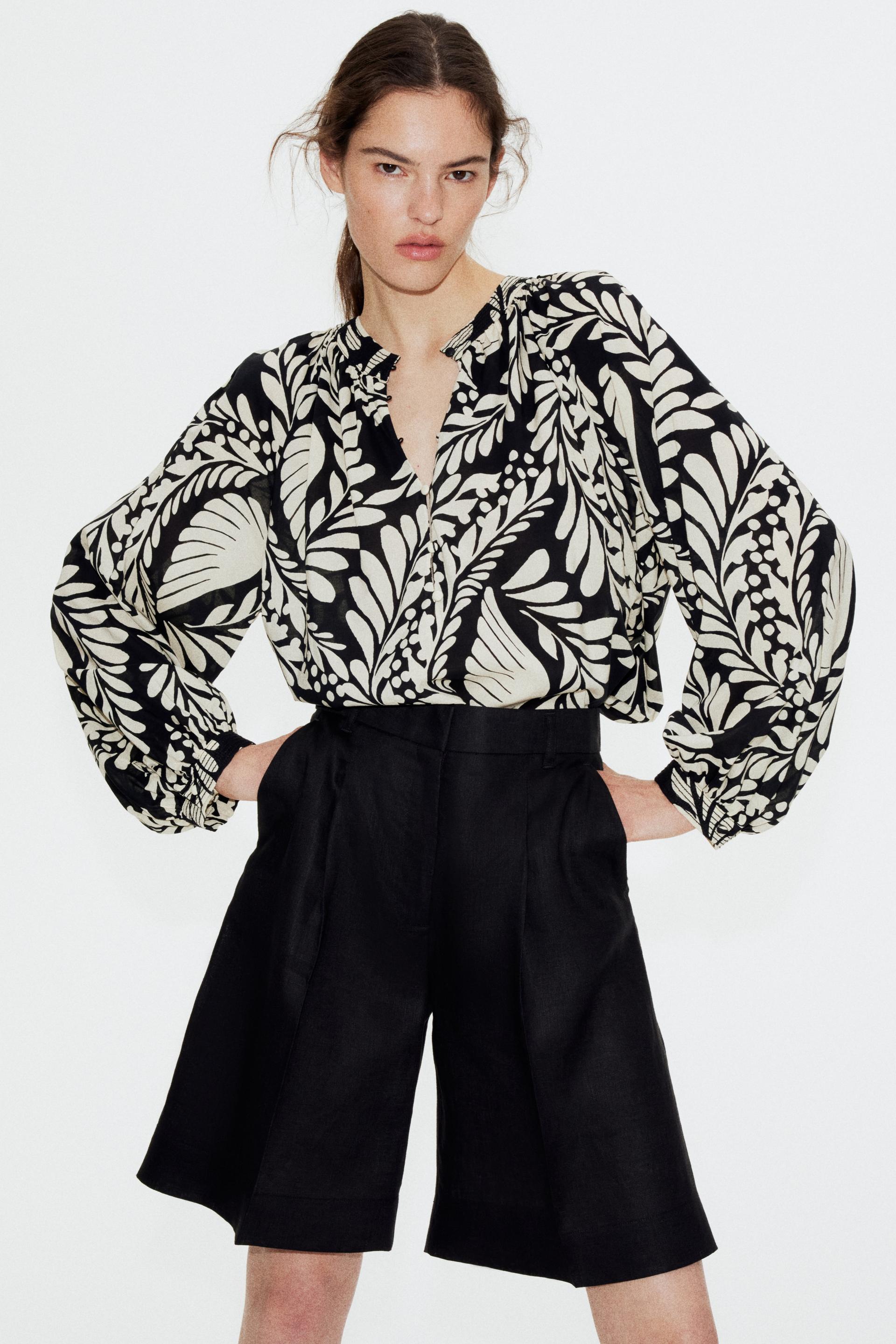 band-collar blouse