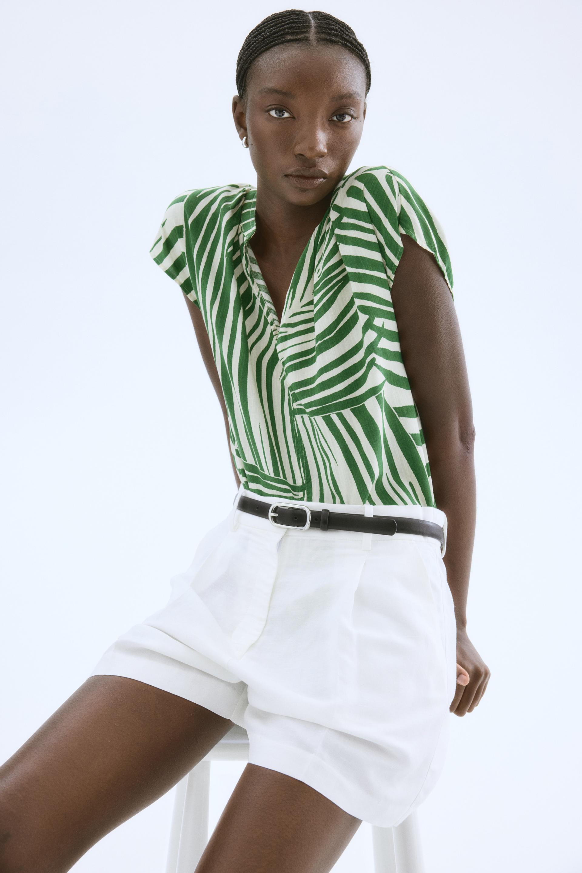 band-collar blouse