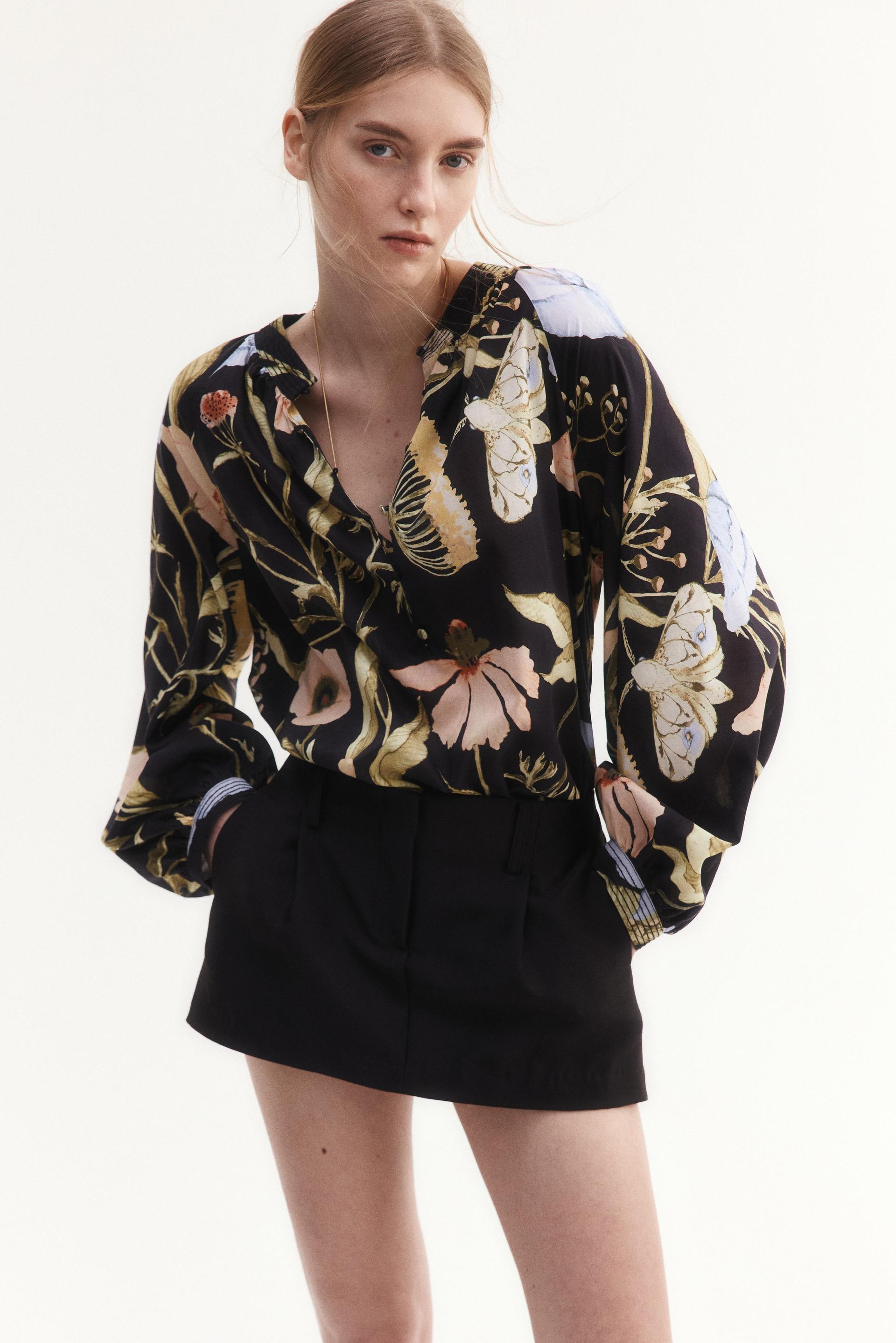 band-collar blouse