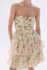 bandeau dress with flared skirt