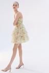 bandeau dress with flared skirt