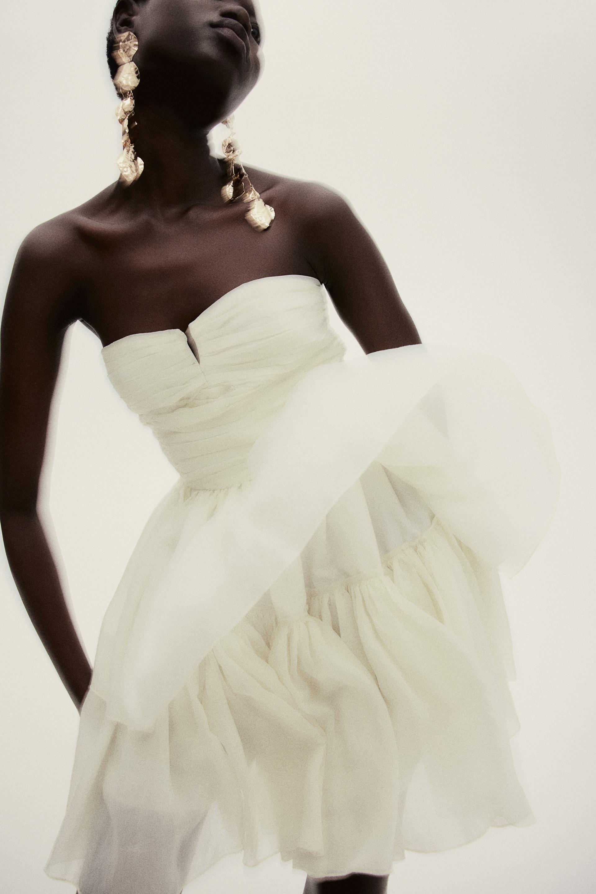 bandeau dress with flared skirt