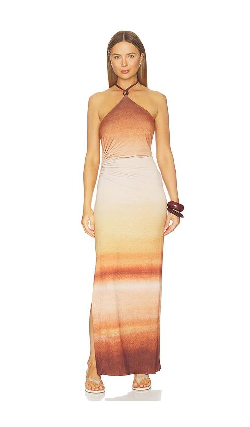baobab blake maxi dress in brown,orange.