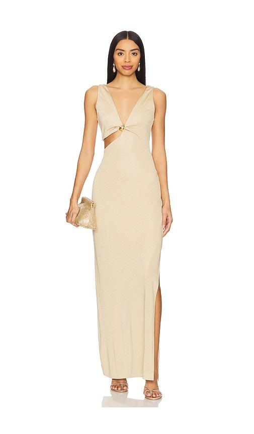 baobab brigitte dress in metallic gold.