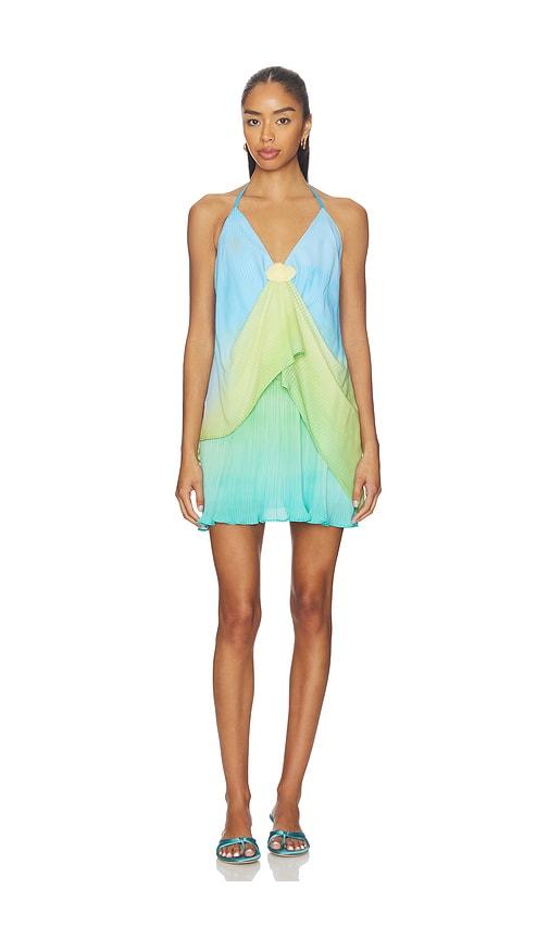 baobab cassis mini dress in green, blue.
