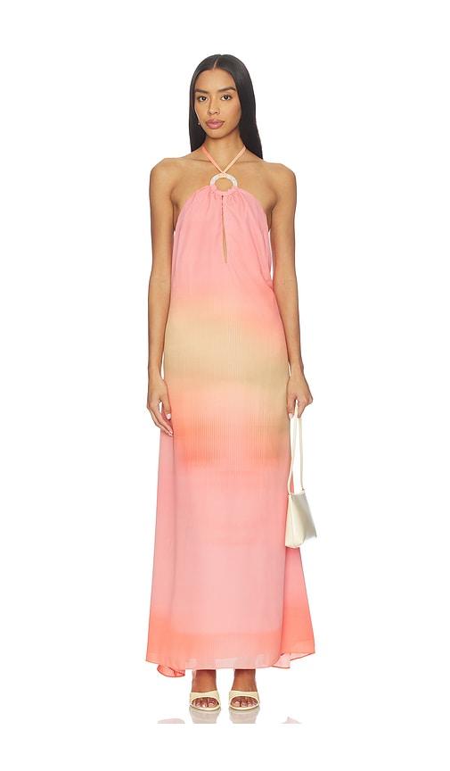 baobab rondine maxi dress in coral.