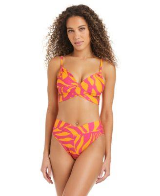 bar iii ots wrap demi u w high leg swim bottoms bikini top