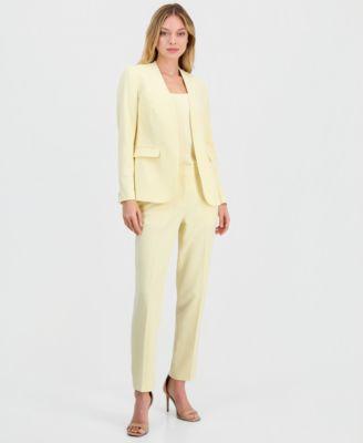 bar iii womens bi stretch collarless open front blazer scoop neck camisole bi stretch straight leg dress pants macys exclusive