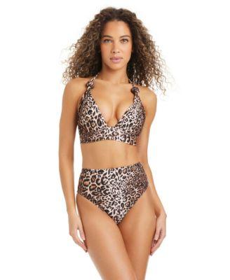 bar iii womens feline fine banded sweetheart halter bikini top high leg high rise swim bottoms macys exclusive