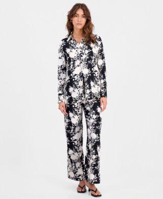 bar iii womens shadow floral print shirt shadow floral print pull on pants macys exclusive