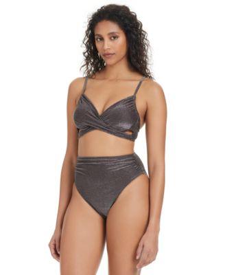 bar iii womens shimmer core underwire bikini top bottoms exclusively at macys