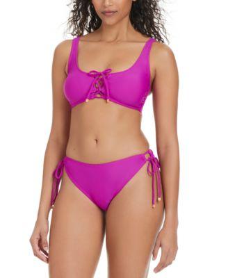 bar iii womens unraveled lace up bikini top bottoms exclusively at macys