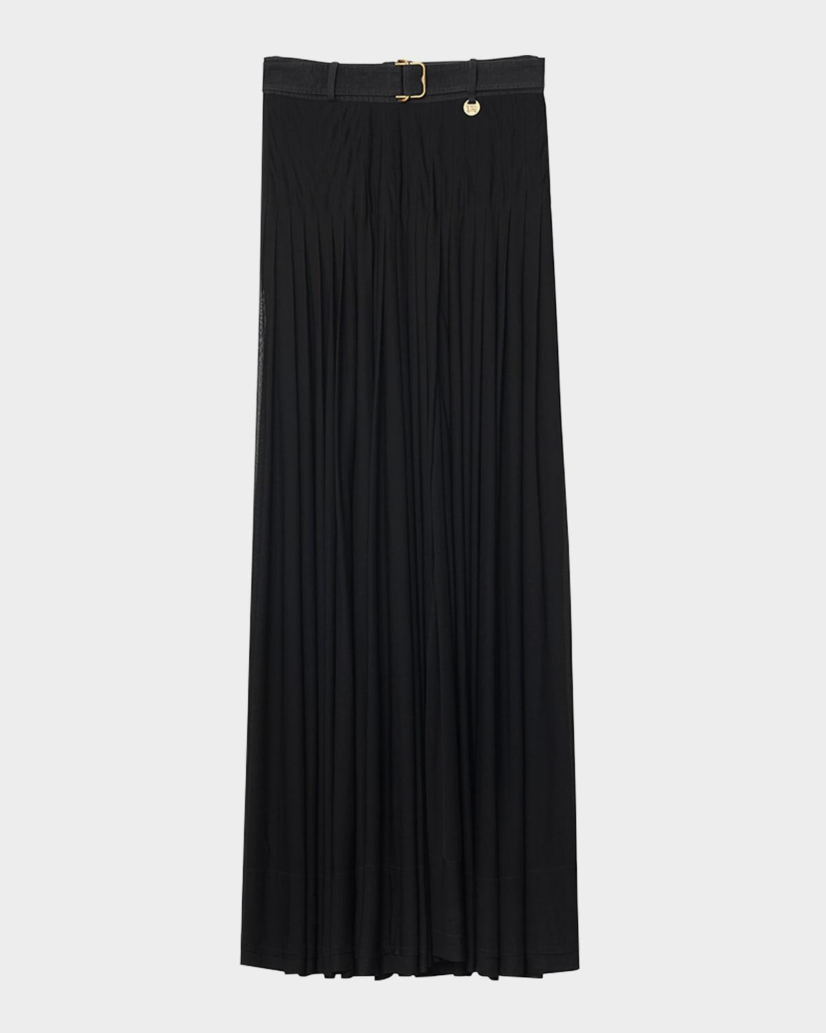 bar pleated maxi skirt with belt