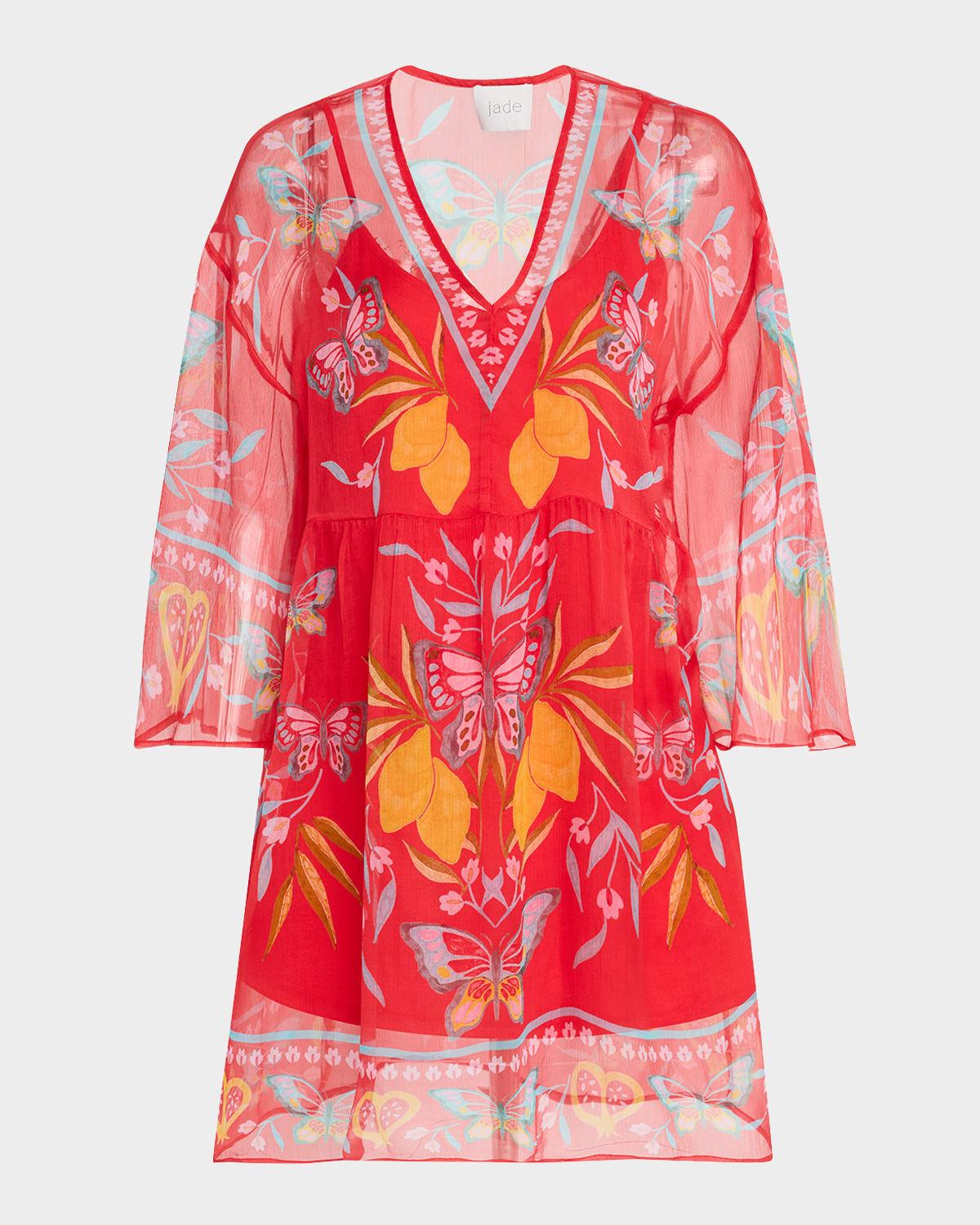 barbara floral-print silk chiffon mini dress