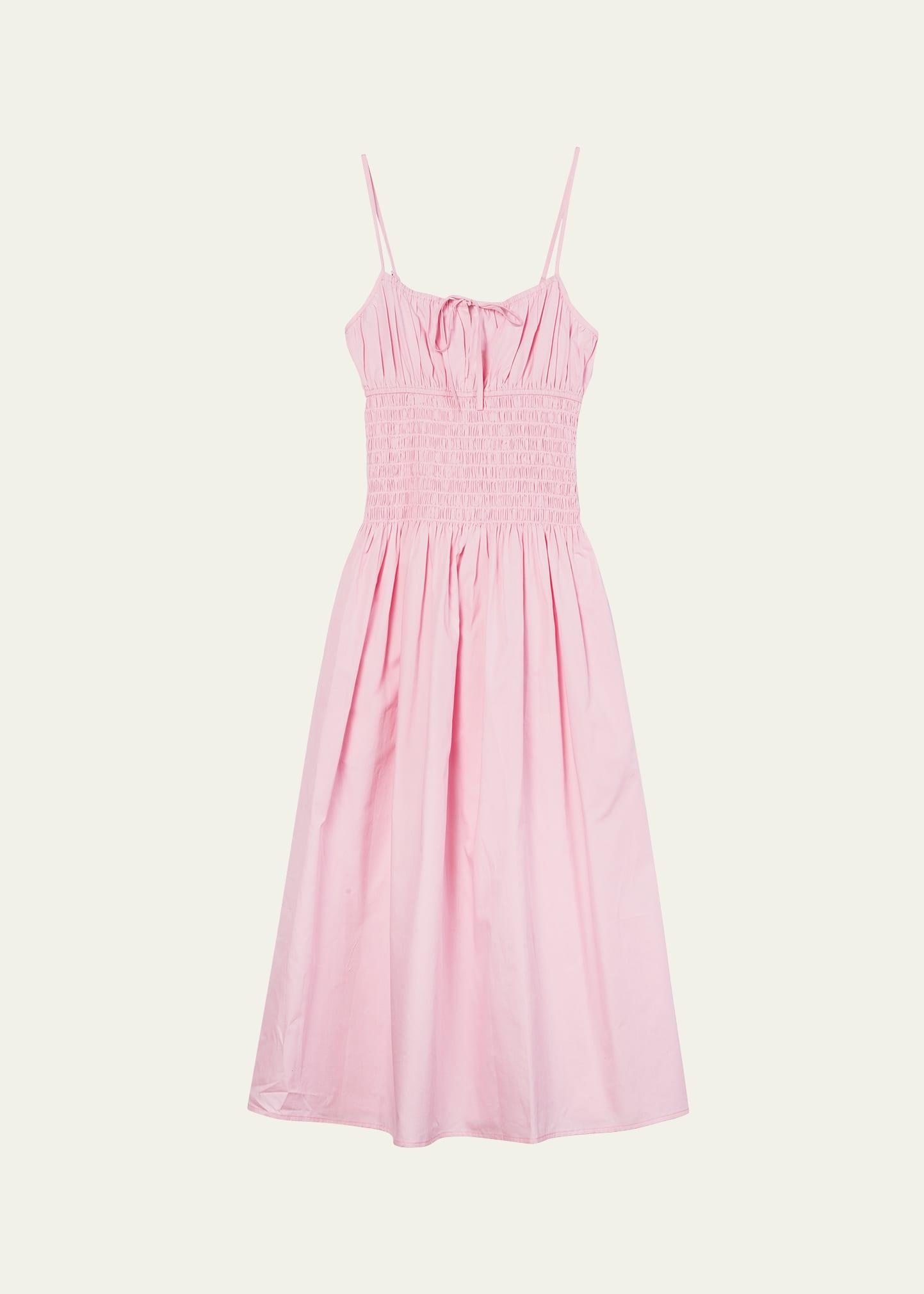 barbara smocked sleeveless midi dress