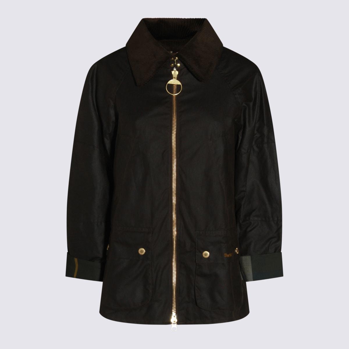 barbour black cotton allerston wax coat