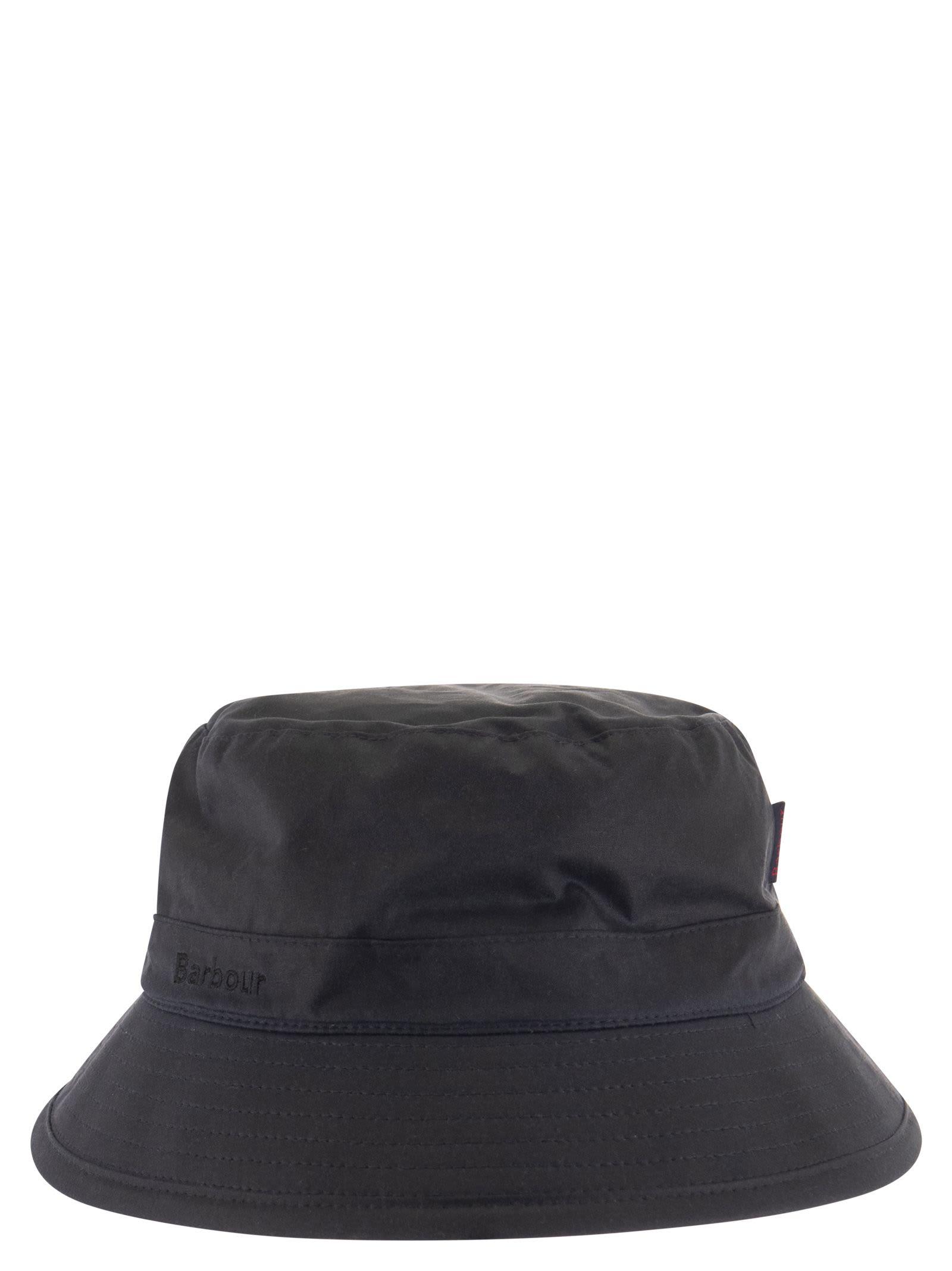 barbour bucket hat in waxed fabric