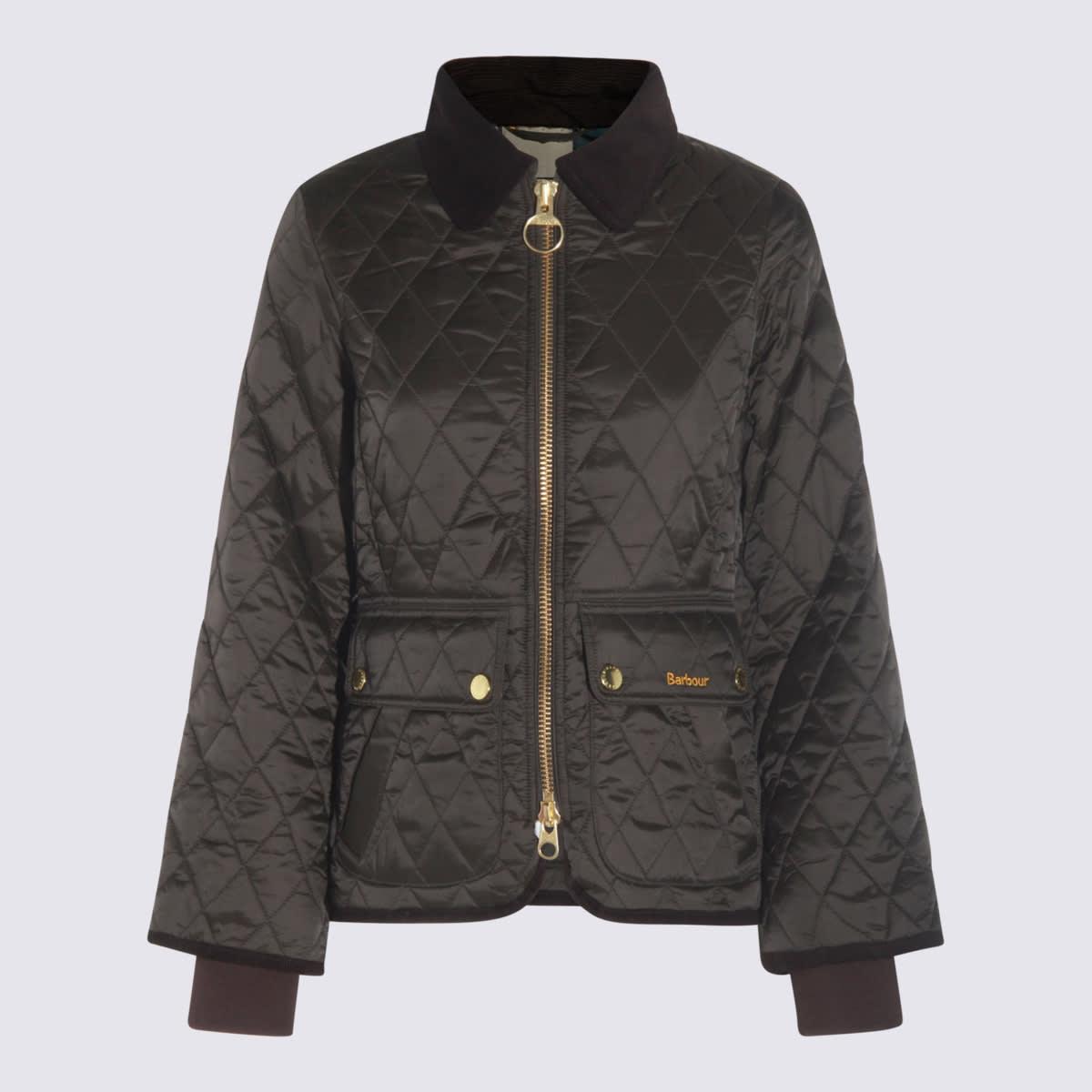 barbour dark green down jacket