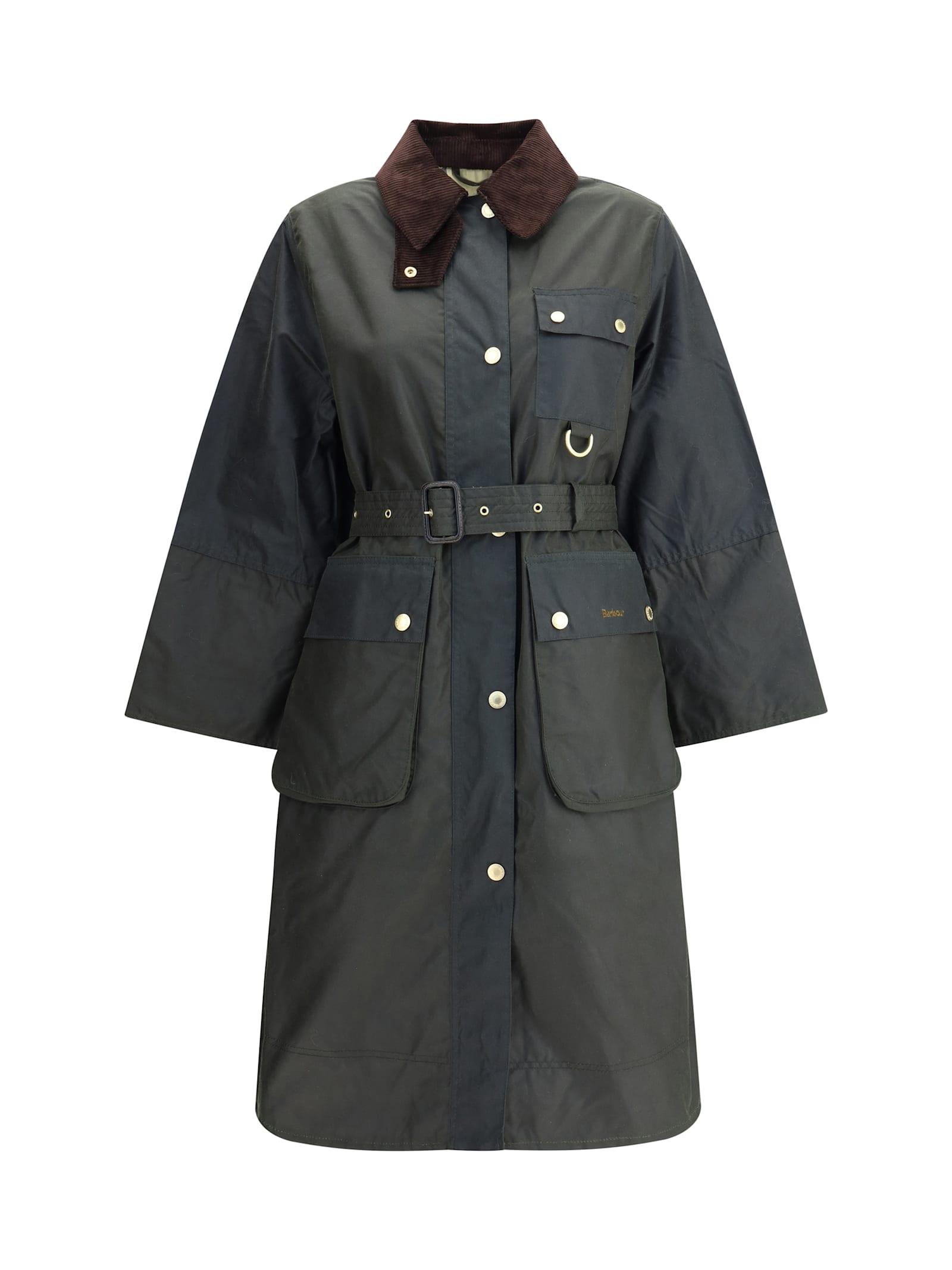 barbour milda waxed trench coat