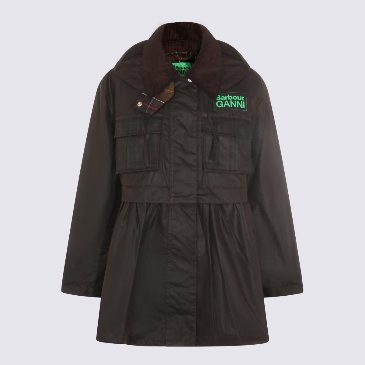 barbour x ganni jackets rustic/classic tartan _100 % co - women