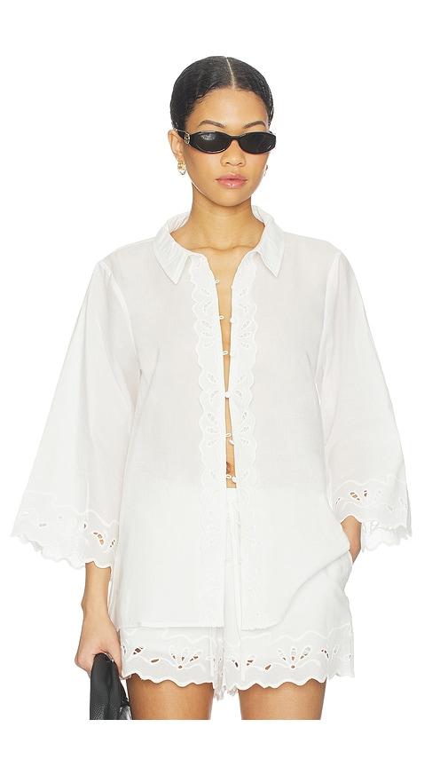 bardot aleria cotton shirt with trim in white.