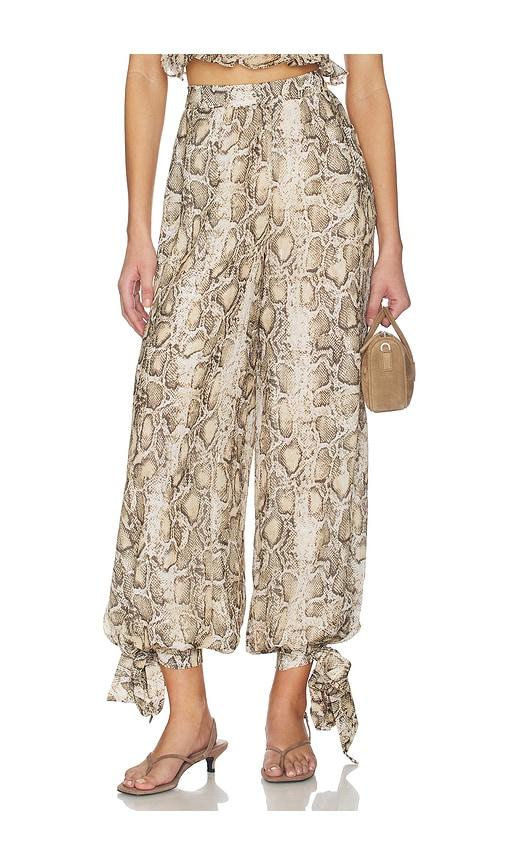 bardot alira printed balloon pant in brown.