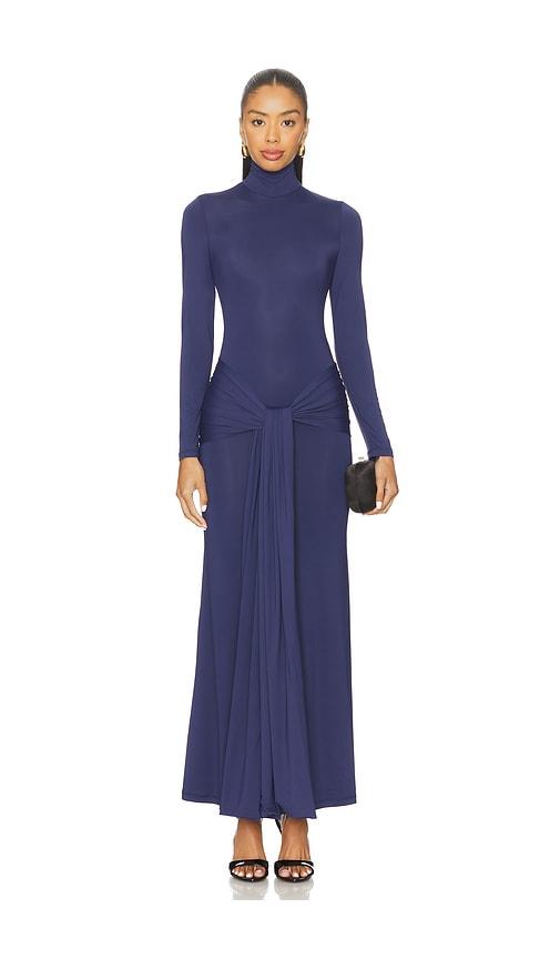 bardot alix maxi tie front dress in navy.