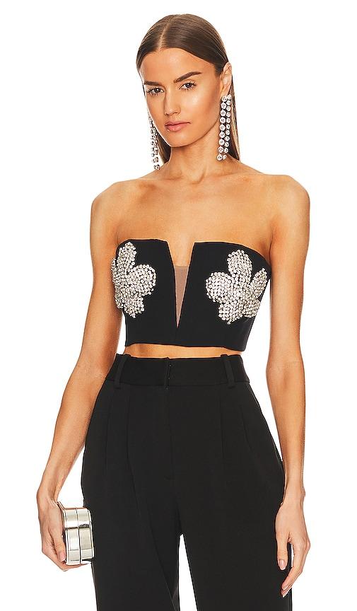 bardot ambiance bustier top in black.