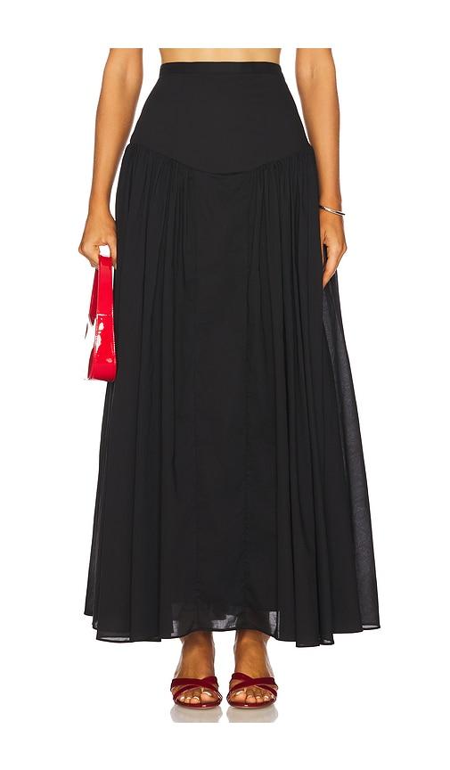 bardot amorette cotton maxi skirt in black.