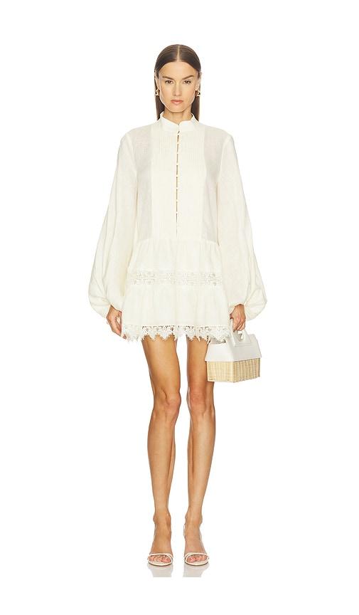 bardot antonia lace trim mini dress in ivory.