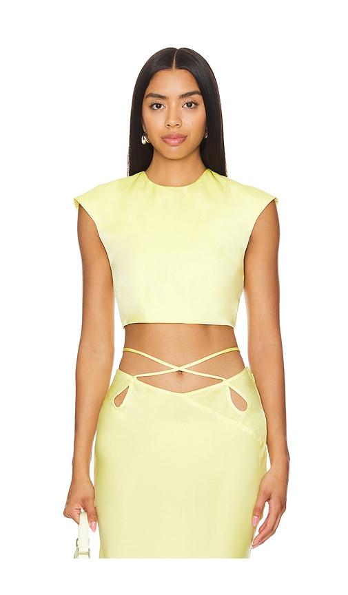 bardot anya satin top in yellow.
