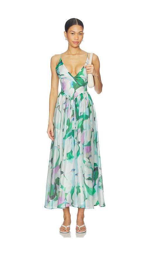 bardot arletha halter maxi dress in green.