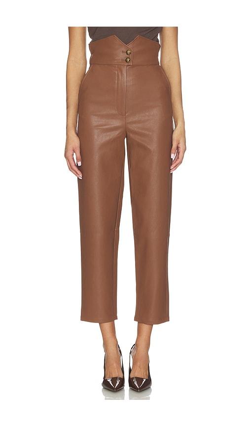 bardot aster faux leather pant in brown.